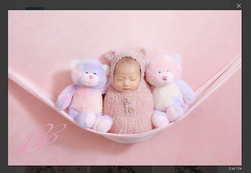 杉並区で人気No.1のニューボーンフォトスタジオ「ベベシェリ」の代表的な作風